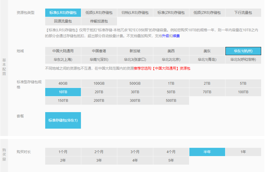 阿里云服务器ECS的OSS存储包计费方式