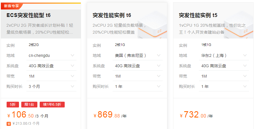 租用阿里云服务器要花多少钱,举例四款服务器