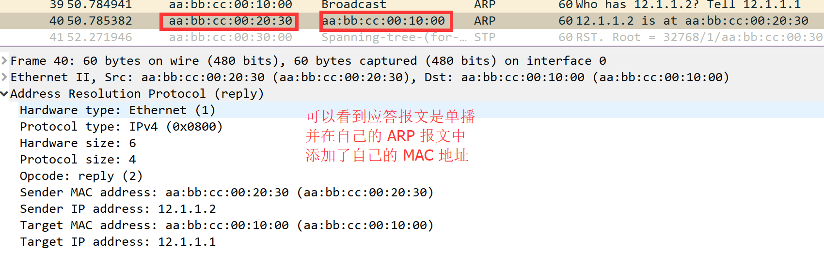 发送ARP响应报文